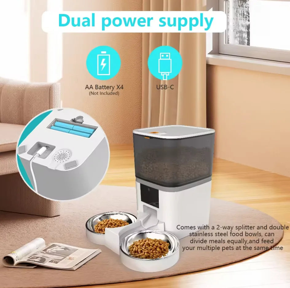 Double Meal Automatic Cat Feeder, Feeder With Video, Tuya WIFI Automatic Dog Feeder, Programmable Pet Feeder, Multiple Model