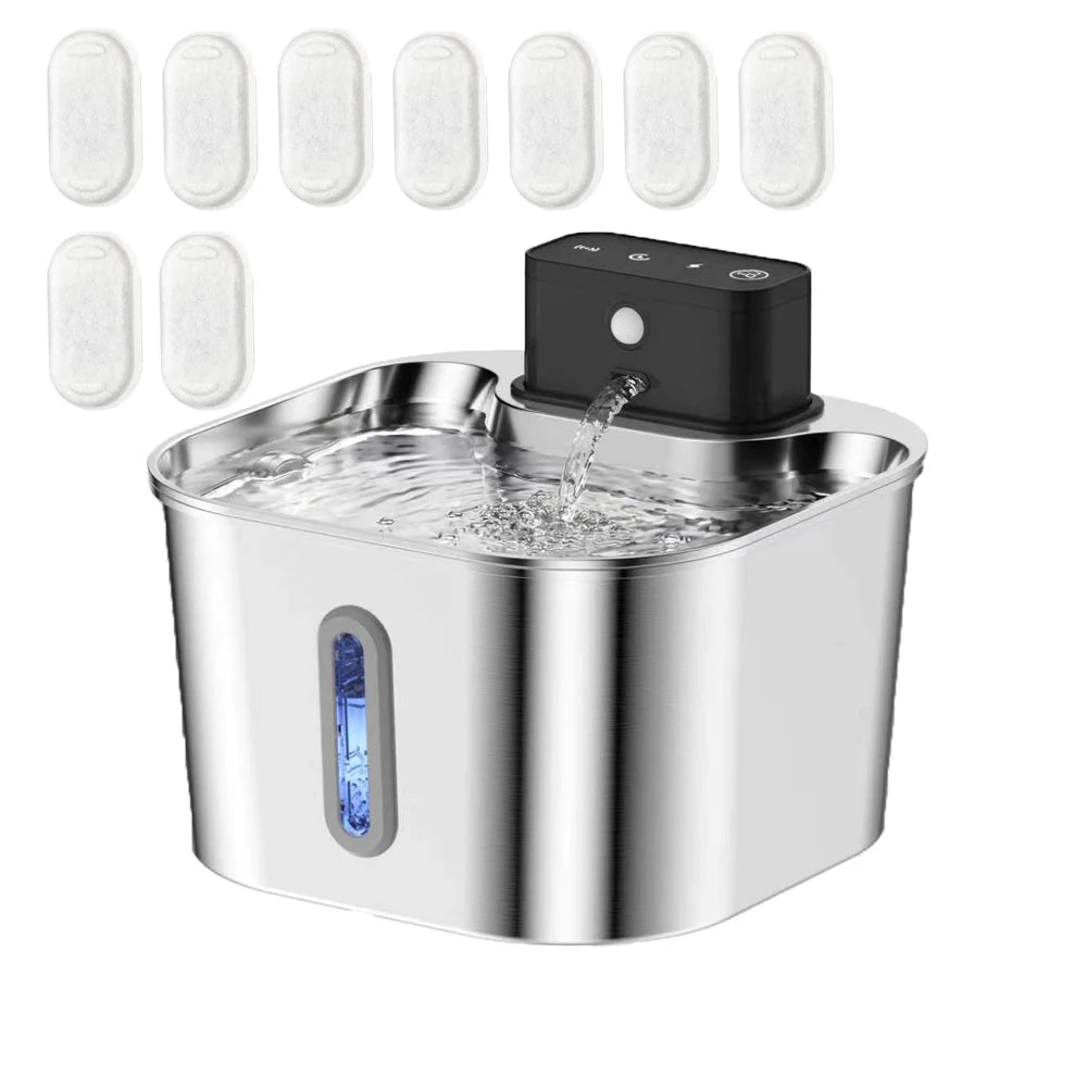 Wireless Cat Water Fountain, Built-in 2000mAh Rechargeable Battery Cat Fountain, 120-Degree Sensor Water Dispenser for Pets