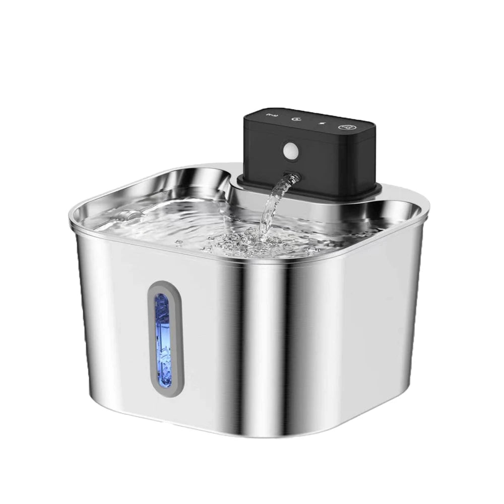 Wireless Cat Water Fountain, Built-in 2000mAh Rechargeable Battery Cat Fountain, 120-Degree Sensor Water Dispenser for Pets