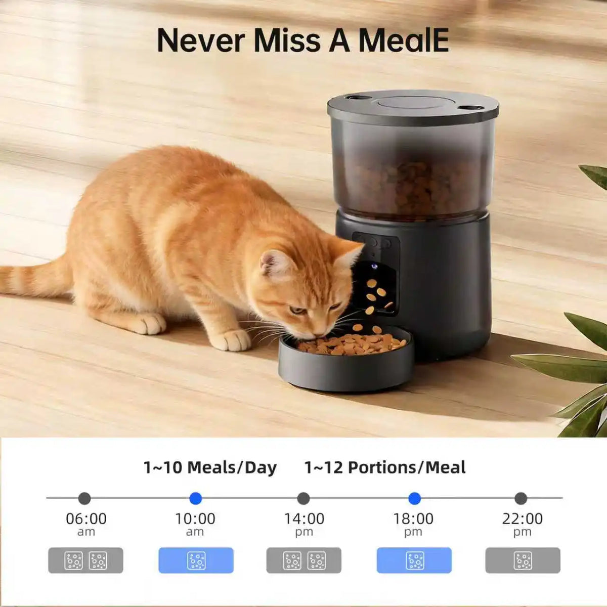 Automatic Cat Feeder with Camera, Video Dog Feeder, Suitable for Small and Medium-Sized Kittens and Dog Feeders, 5V-USB Powered