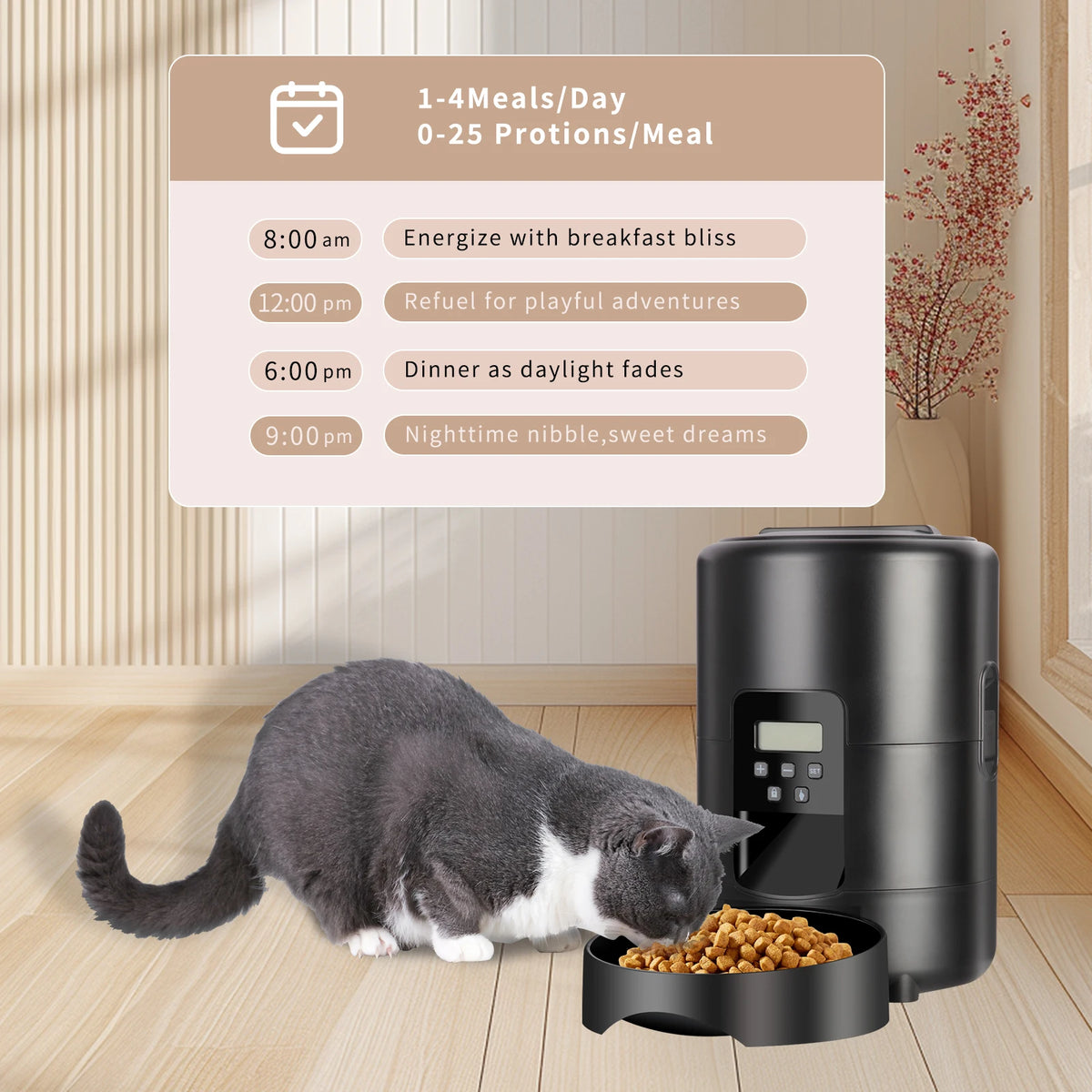 Cat Automatic Feeder 2L Cat Food Dispenser Smart Programmable Pet Feeder Recordable Dog Automatic Feede