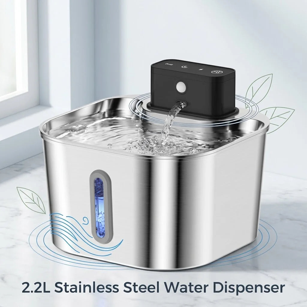 Wireless Cat Water Fountain, Built-in 2000mAh Rechargeable Battery Cat Fountain, 120-Degree Sensor Water Dispenser for Pets