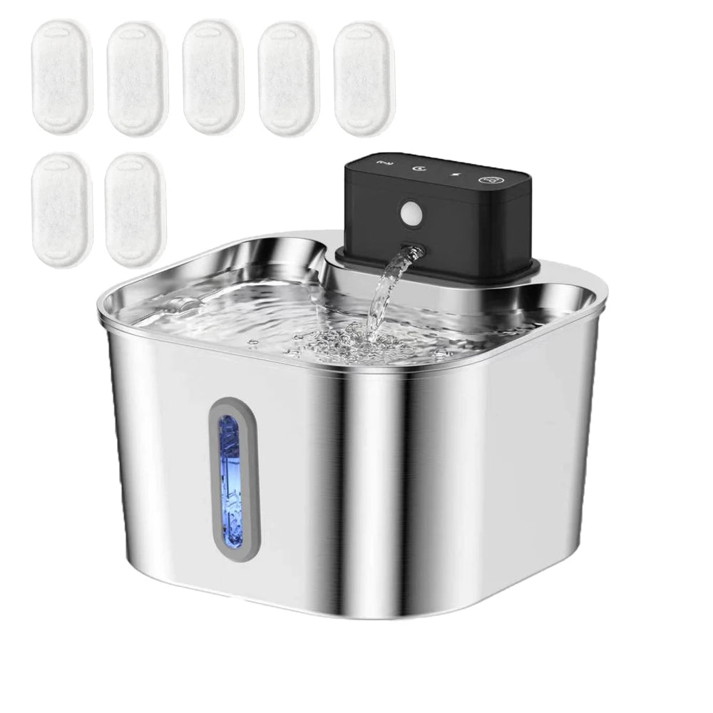 Wireless Cat Water Fountain, Built-in 2000mAh Rechargeable Battery Cat Fountain, 120-Degree Sensor Water Dispenser for Pets