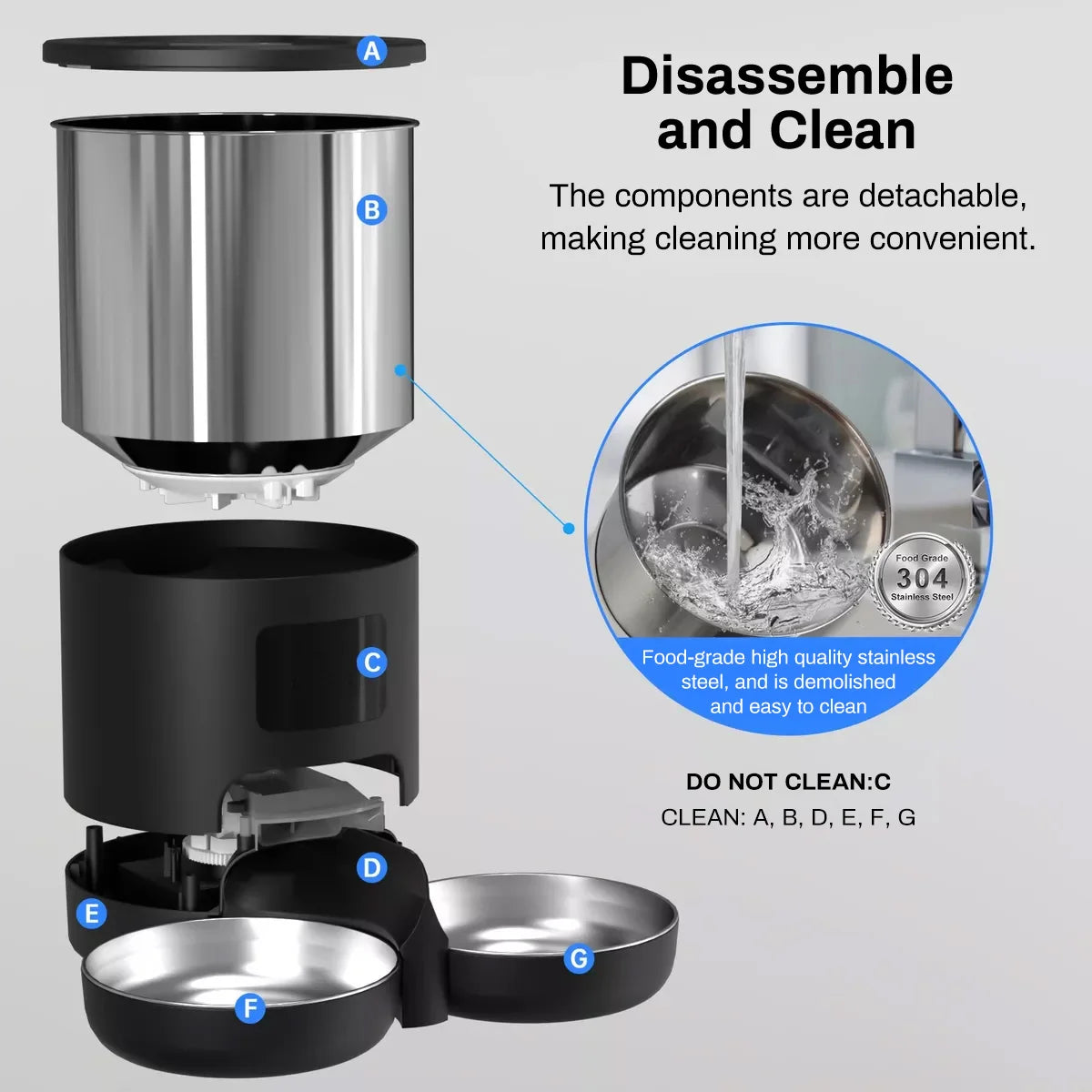 Tuya APP Automatic Cat Feeder,4.5L Pet Feeder With Double Stainless‑Steel Bowls,Dry Cat Food Dispenser Timed Auto Feeding For Ca
