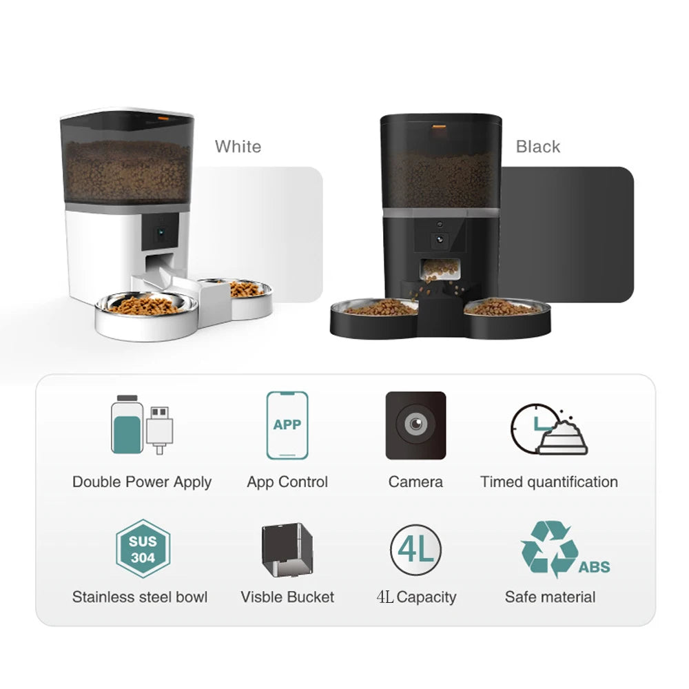 Double Meal Automatic Cat Feeder, Feeder With Video, Tuya WIFI Automatic Dog Feeder, Programmable Pet Feeder, Multiple Model