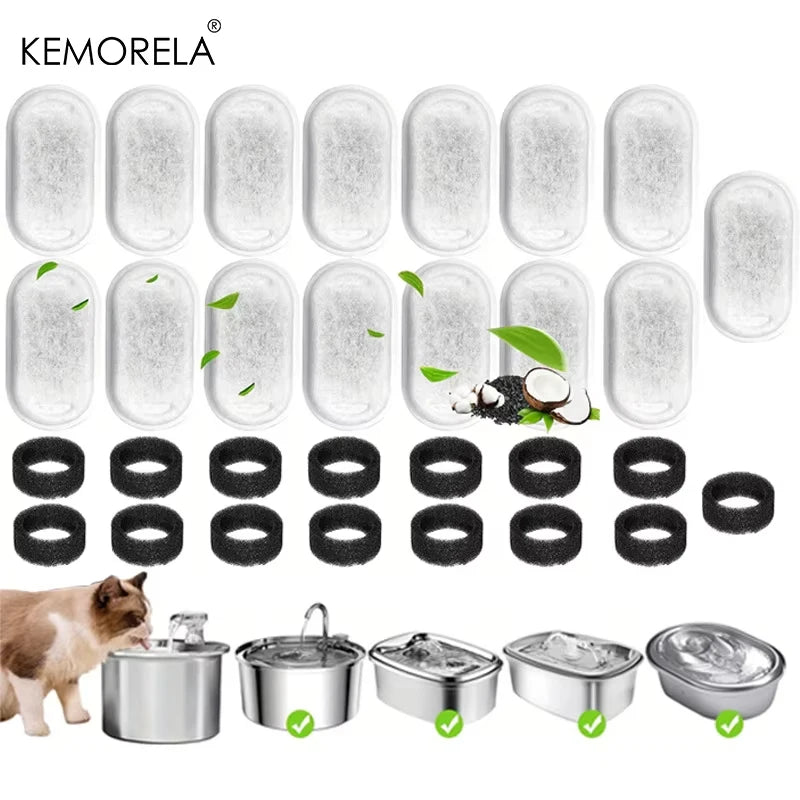 12/15PCS Cat Water Fountain Activated Carbon Sponge Filters for Stainless Steel Water Dispenser Pet Healthy Water Care Accessory
