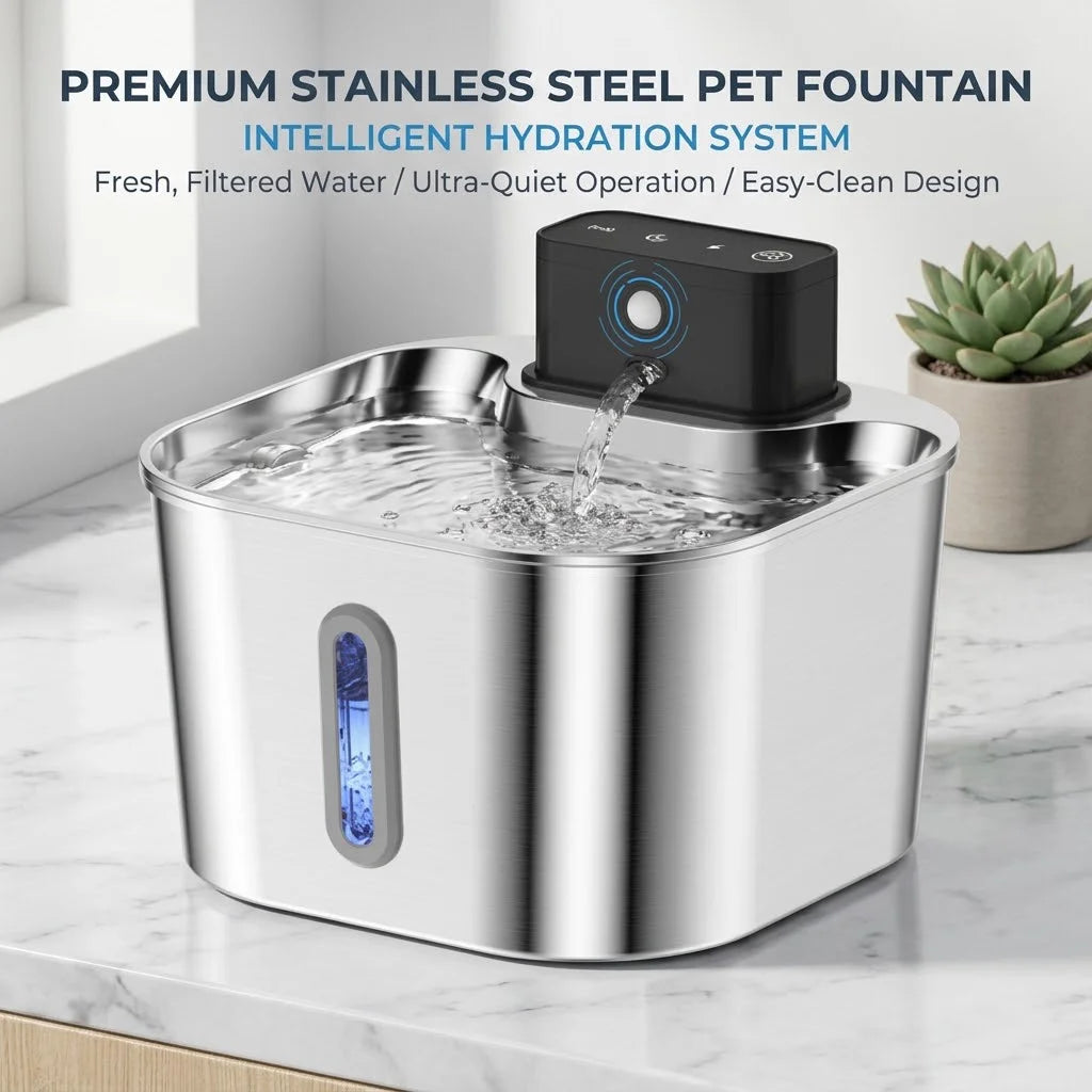 Wireless Cat Water Fountain, Built-in 2000mAh Rechargeable Battery Cat Fountain, 120-Degree Sensor Water Dispenser for Pets