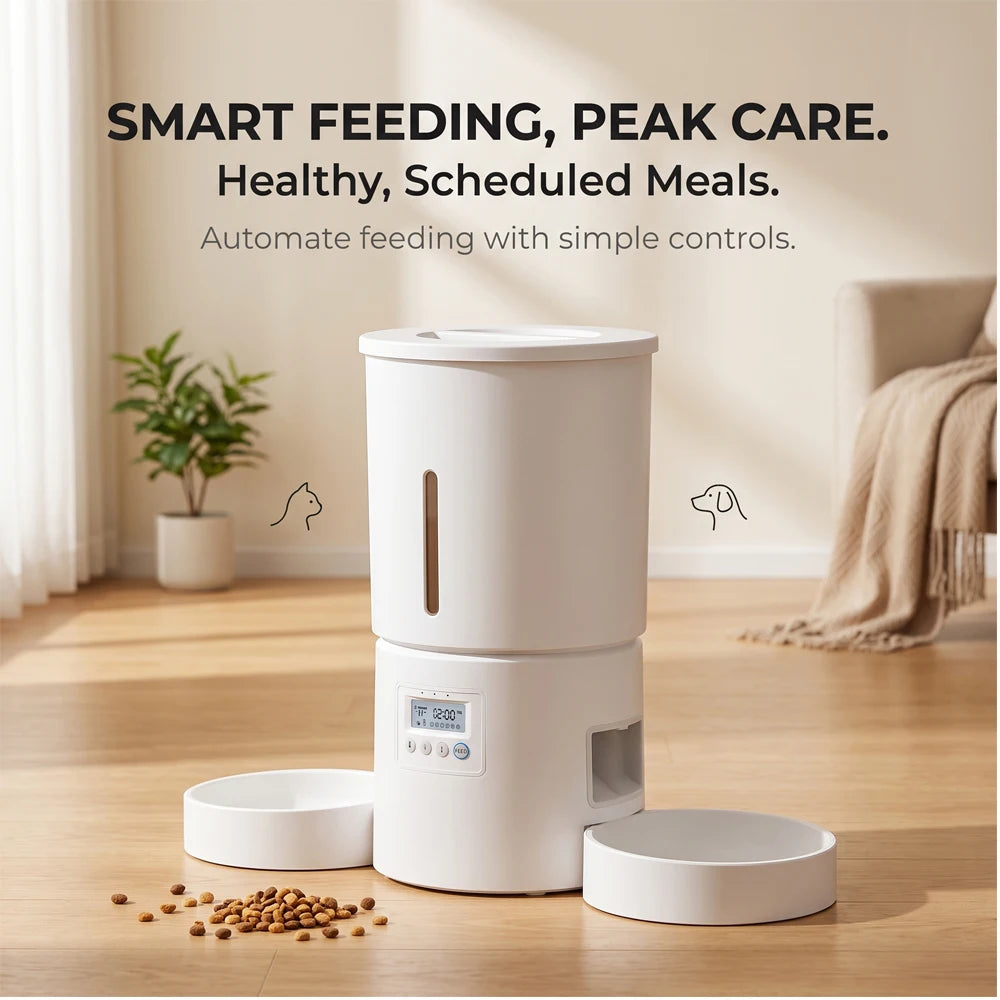 4.2L Cat Automatic Feeder, Pet Feeder with 2 Bowls, Programmable Automatic Dog Feeder, Cat Food Dispenser